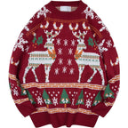 Unisex Christmas Moose Print Sweater – Long Sleeve Festive Knit Pullover