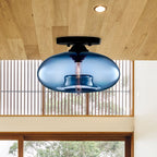 Globe Ceiling Light Flush Mount Glass and Metal Fixture | Art Deco Inspired Style | Warm Ambient Lighting for Living Rooms