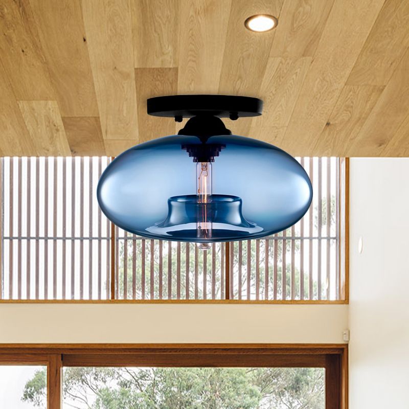 Globe Ceiling Light Flush Mount Glass and Metal Fixture | Art Deco Inspired Style | Warm Ambient Lighting for Living Rooms