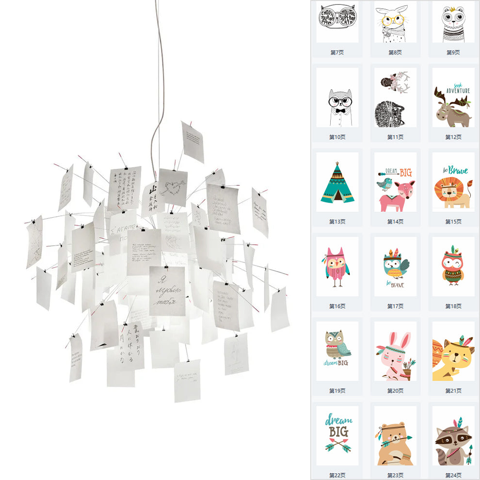 Paper Chandelier Stainless Steel Pendant Light | Customizable DIY Design with A5 Paper Sheets | Multi Pattern Interior Light