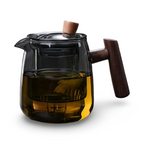 Glass Tea Pot Wooden Handle Borosilicate Brewing Kettle