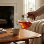 Glass Tea Pot Wooden Handle Borosilicate Brewing Kettle