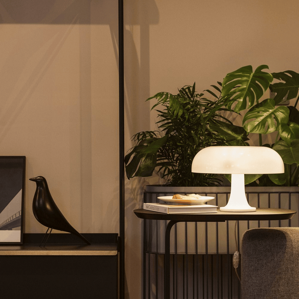 Table Lamp ABS and PS Construction | Retro Mushroom Dome Style | USB-C Powered LED with Three Adjustable Lighting Modes
