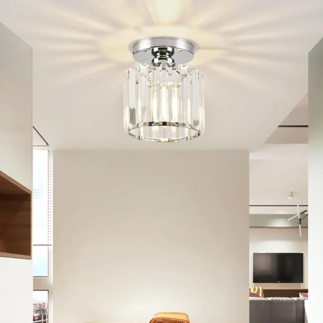 Crystal Metal Cube Ceiling Light
