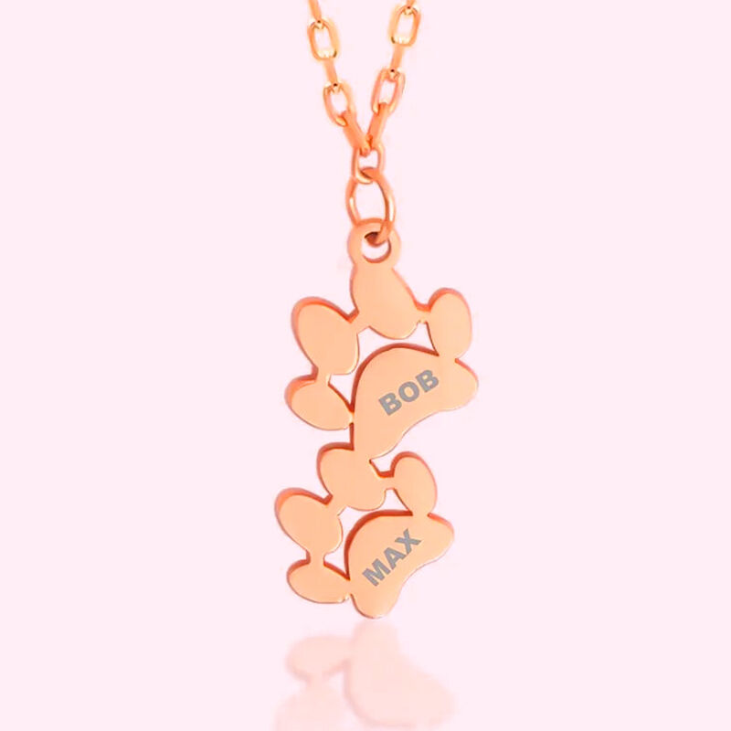 Personalized Pet Paw Print Necklace with Custom Engraved Name - Stainless Steel Memorial Jewelry for Dog and Cat Lovers