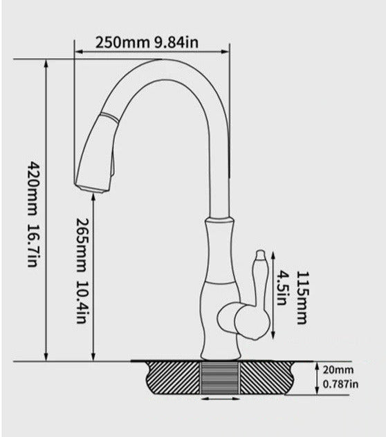 Pull Down Kitchen Faucet Brushed Stainless Steel Sink Mixer