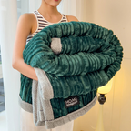 Ribbed Plush Throw Blanket Soft Fleece Bedspread Cozy Winter Blanket
