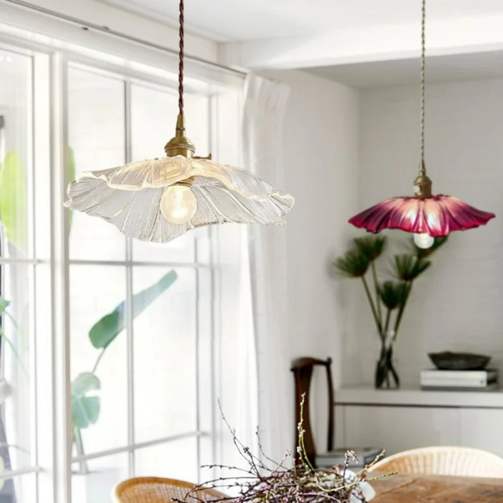 Retro Lotus Glass Pendant Lamp