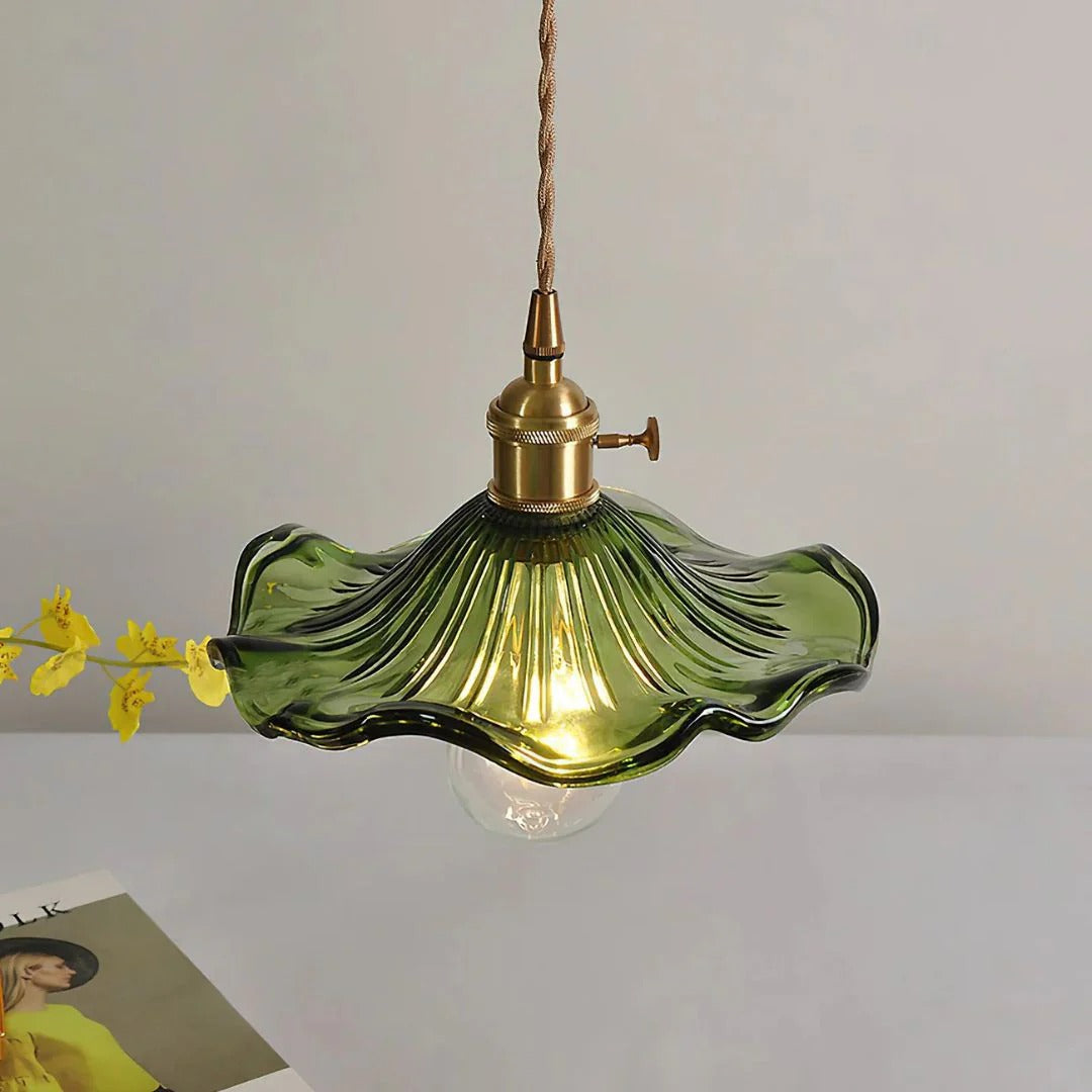 Vintage Floral Glass Pendant Light