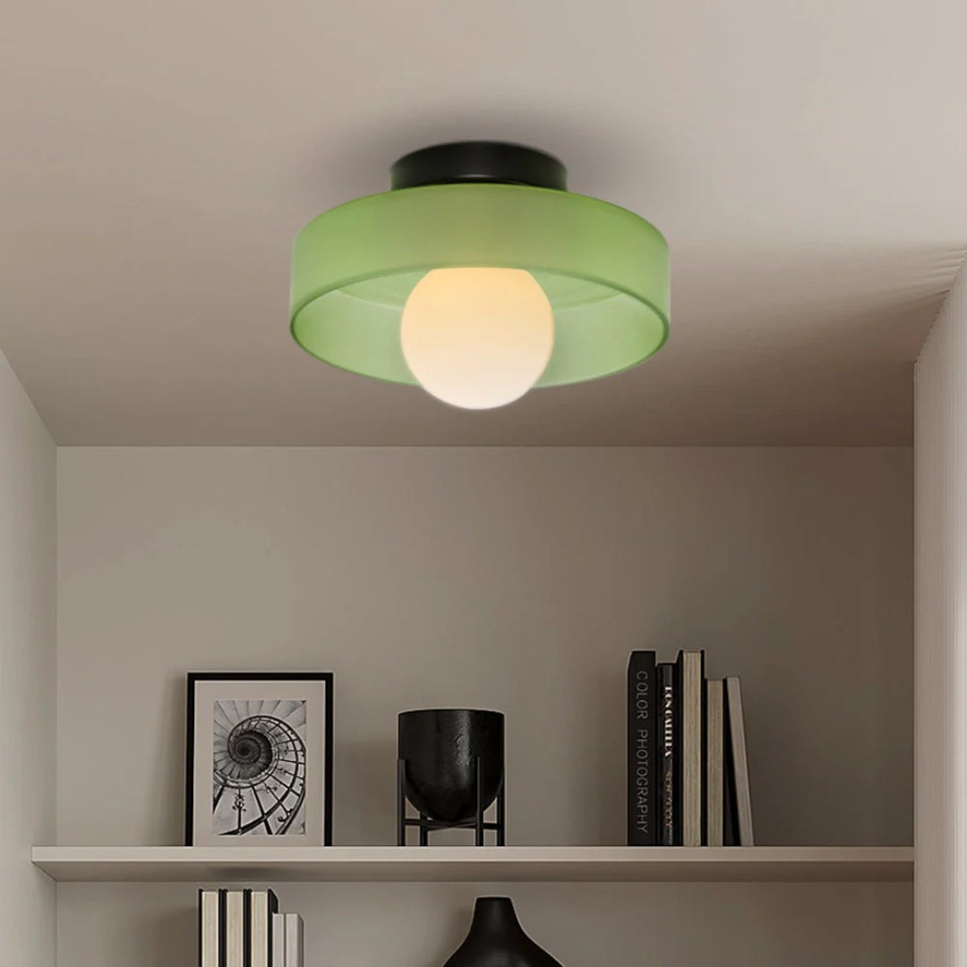 Round Metal Glass Light Fixture