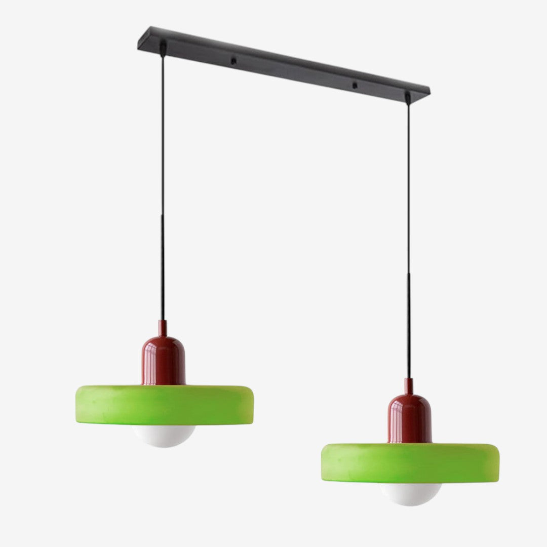 Double Glass Pendant Lamp – Retro Inspired Modern Dining Table Design