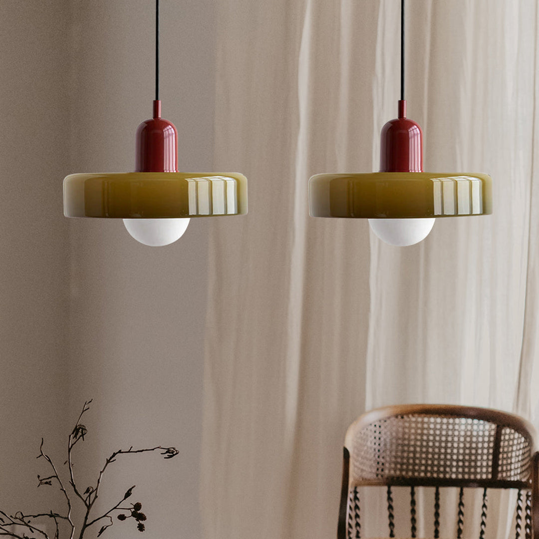 Double Glass Pendant Lamp – Retro Inspired Modern Dining Table Design