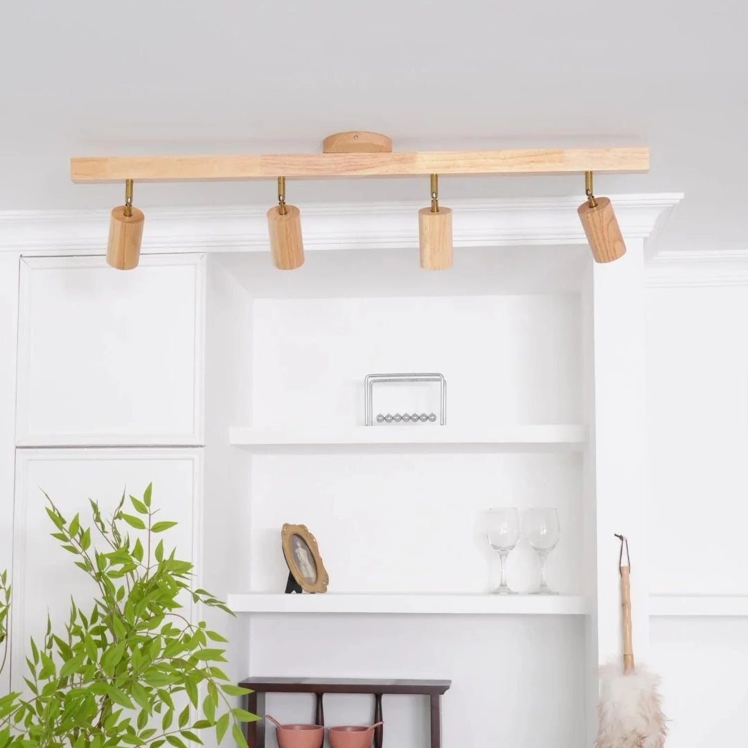 Wooden Adjustable Track Ceiling Light