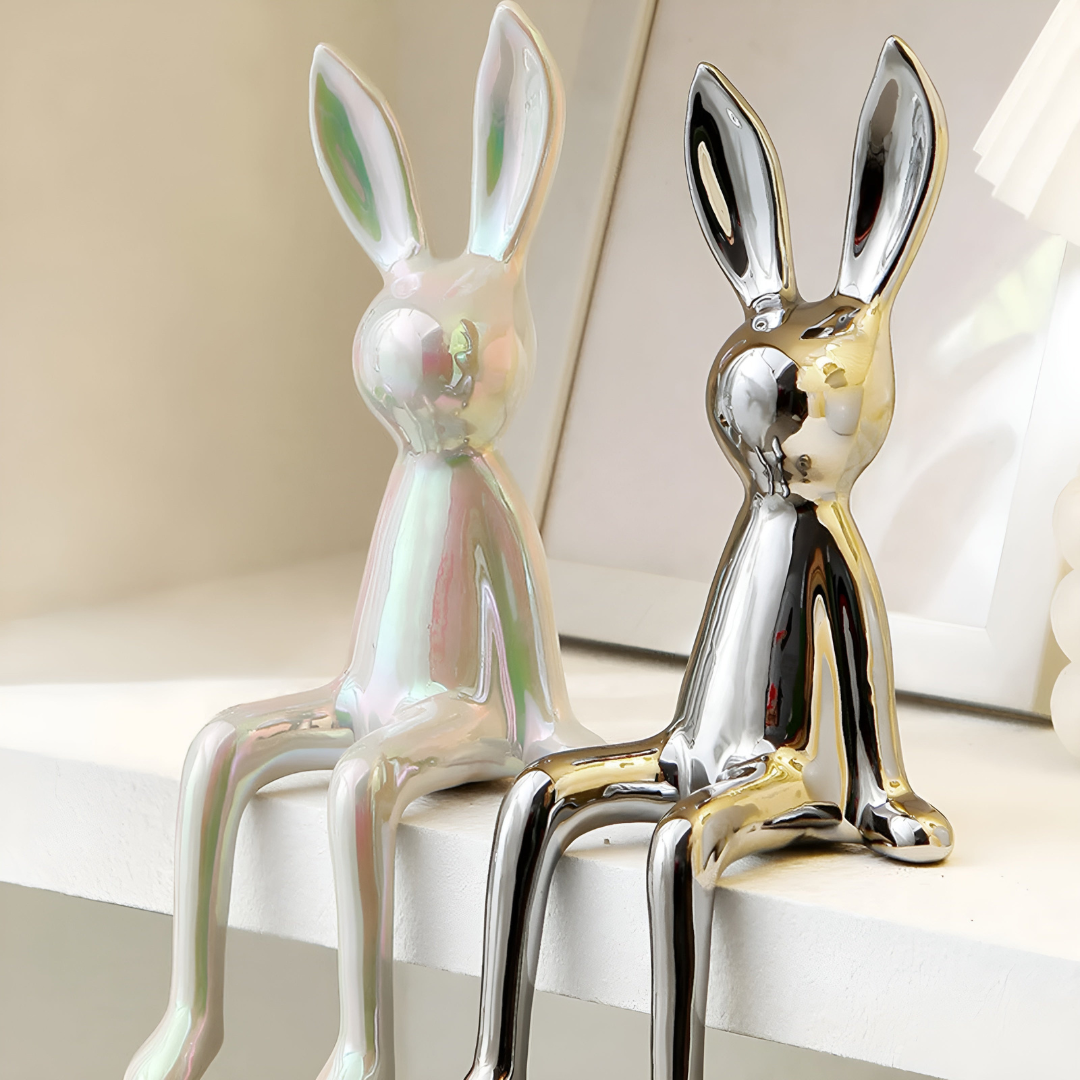 Ceramic Rabbit Figurine Modern Decorative Bunny Sculpture