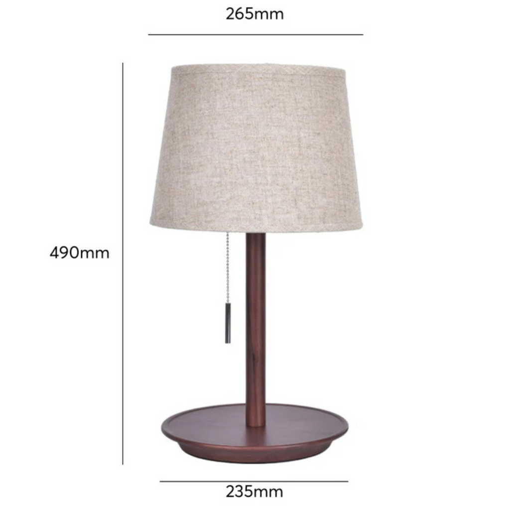 Nordic Wood Table Lamp Fabric Shade Bedside Light Modern Accent Lamp