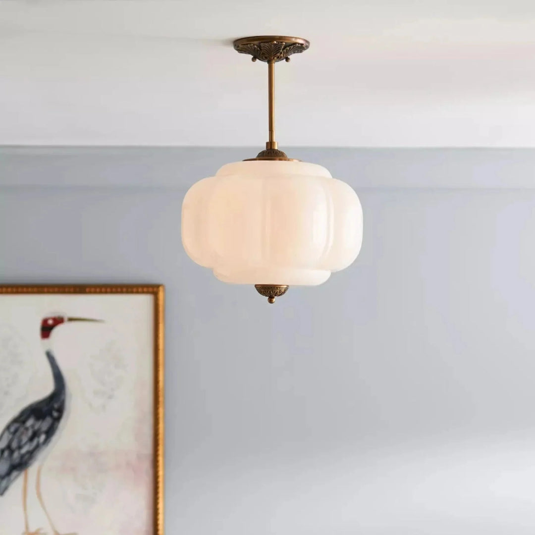 Vintage Ribbed Glass Ceiling Light