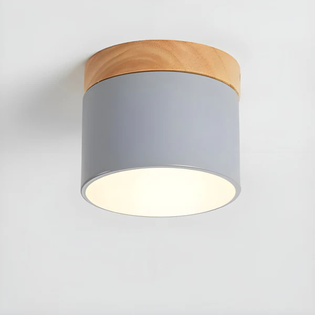 Nordic Wood Accent Ceiling Light Minimalist LED Flush Mount Lamp