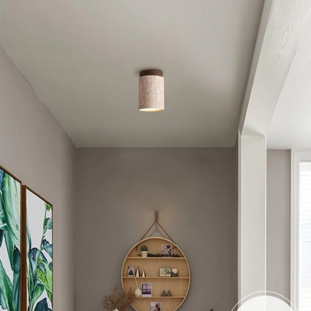 Travertine Wood Ceiling Light