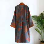 Cotton Waffle Bathrobe | Lightweight Breathable Dressing Gown for Lounging | Soft Jacquard Morning Robe with Pockets