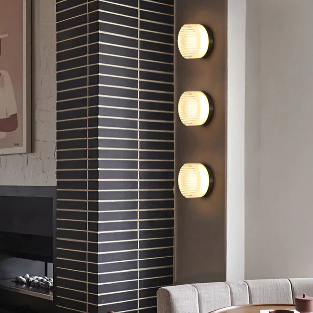 Round Wall Lamp – Amber Glass Minimalist Modern Accent Lighting