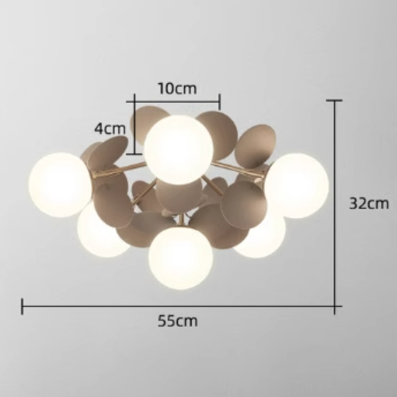 LED Ceiling Light Metal Glass and Acrylic Branch Design | Nature Inspired Style | Modern Botanical Interior Lighting