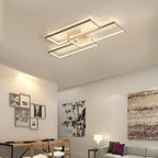 Modern Rectangle Ceiling Light Metal and Silica Gel | Dimmable LED Lighting for Living Room and Bedroom | 10-15㎡ Coverage