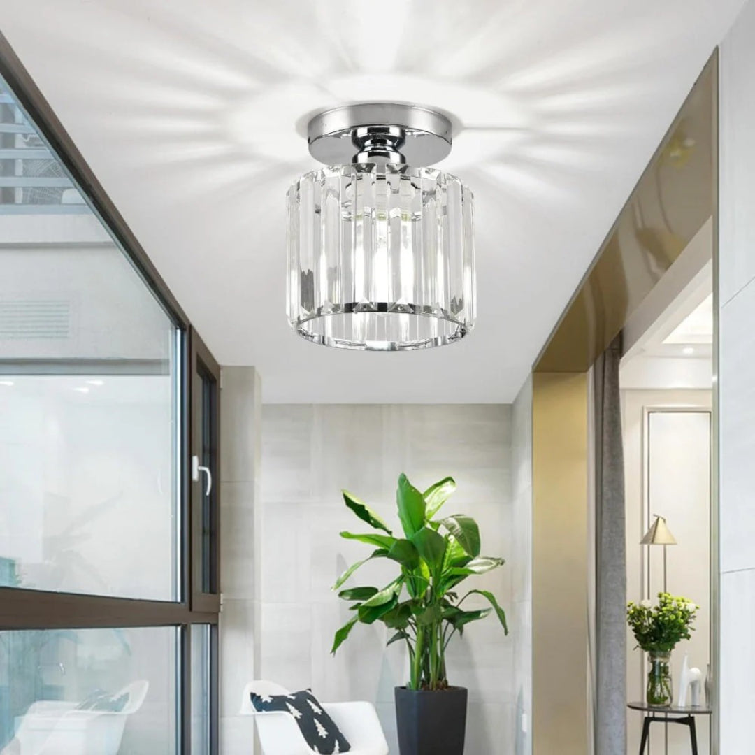 Crystal Metal Cube Ceiling Light