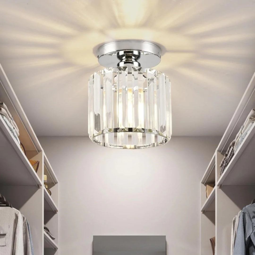 Crystal Metal Cube Ceiling Light