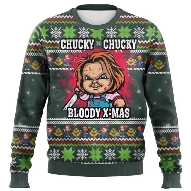 Good Guys Graphic Christmas Sweatshirt – Colorful Striped Long Sleeve Pullover