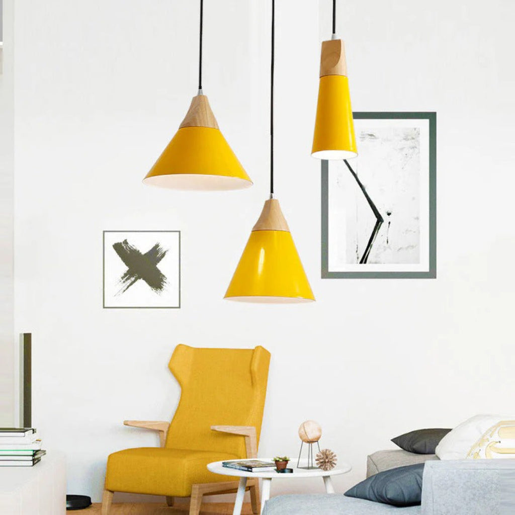 Scandinavian Wood Metal Pendant Light