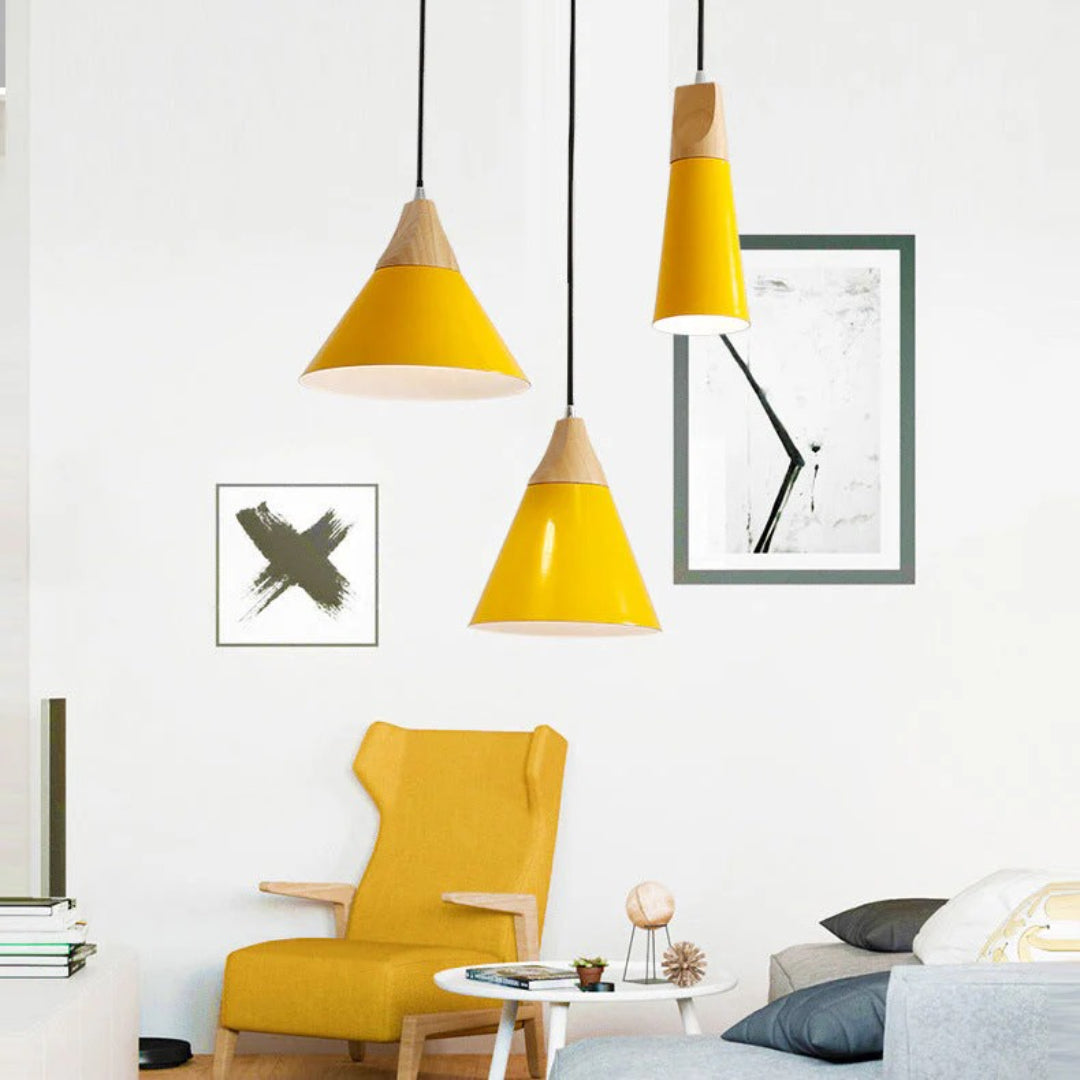 Scandinavian Wood Metal Pendant Light