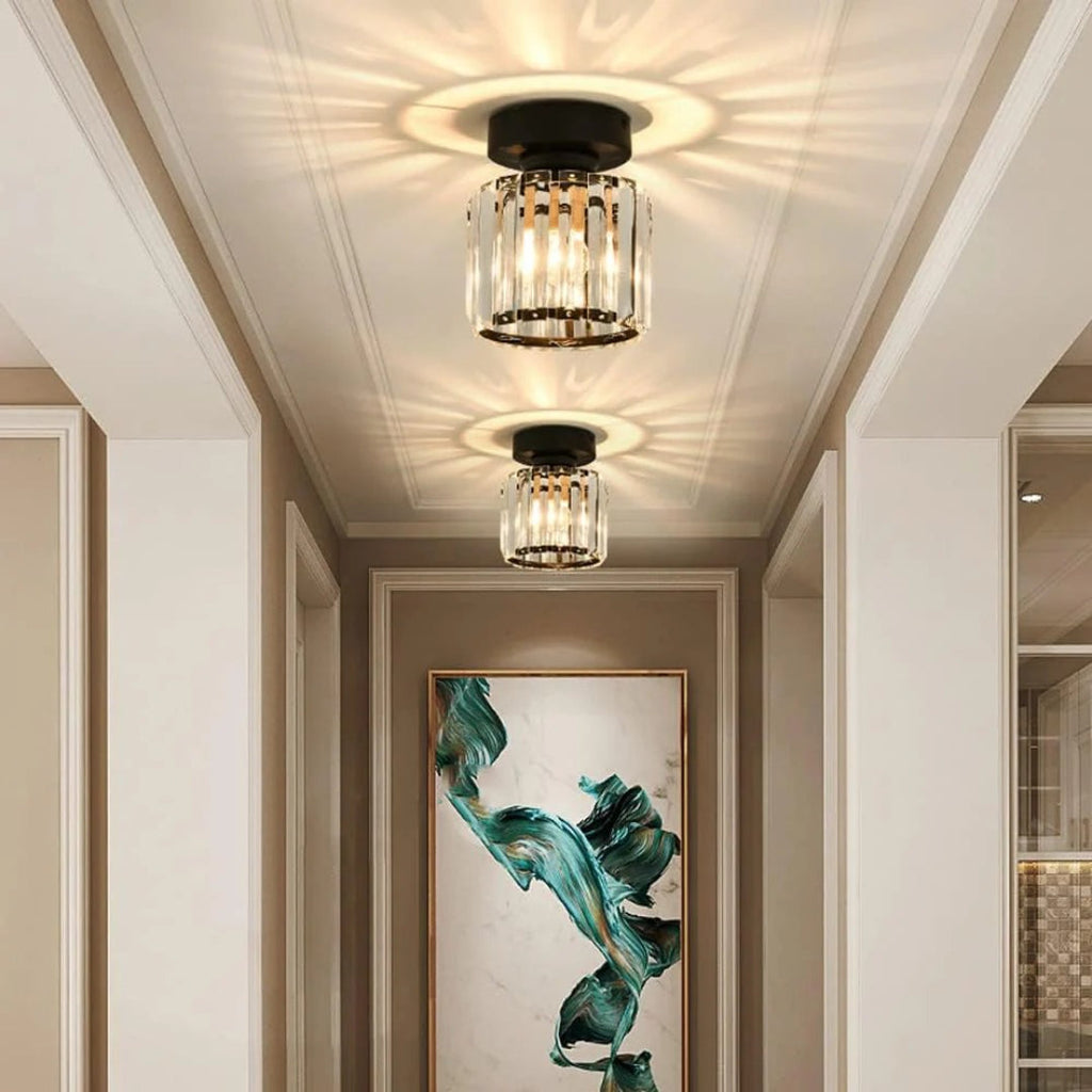 Crystal Metal Cube Ceiling Light