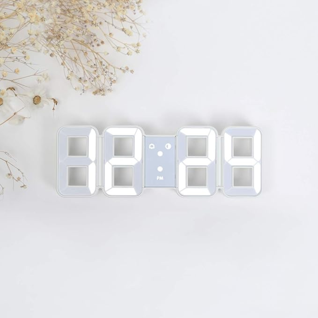 3D LED Digital Wall Clock Plastic | USB Powered 5V 1A | Wall Mounted Illuminated Display for Clear Visibility from Distance