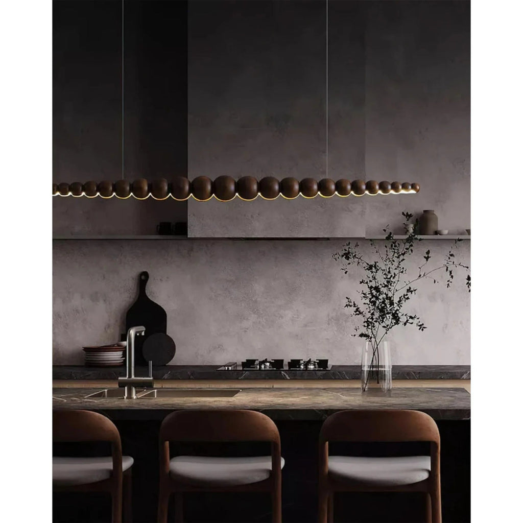 Minimalist Wooden Bead Pendant Light