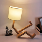 Adjustable Wooden Table Lamp Articulated Desk Light Modern Bedside Reading Lamp