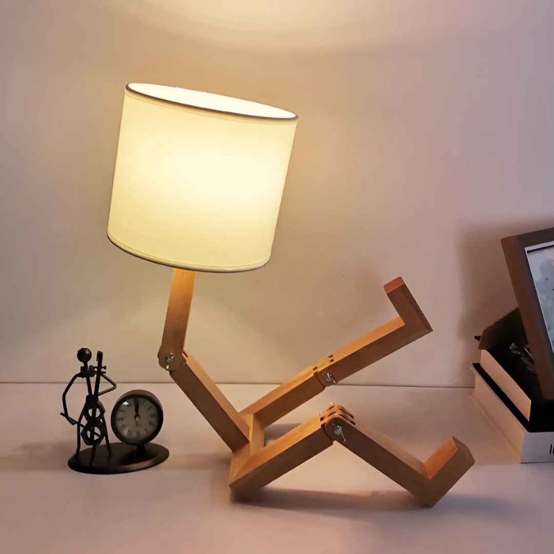 Adjustable Wooden Table Lamp Articulated Desk Light Modern Bedside Reading Lamp
