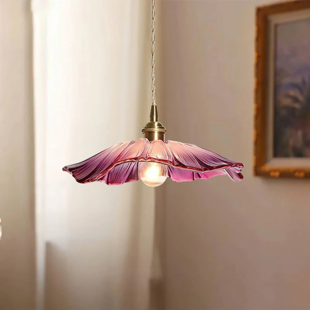 Retro Lotus Glass Pendant Lamp