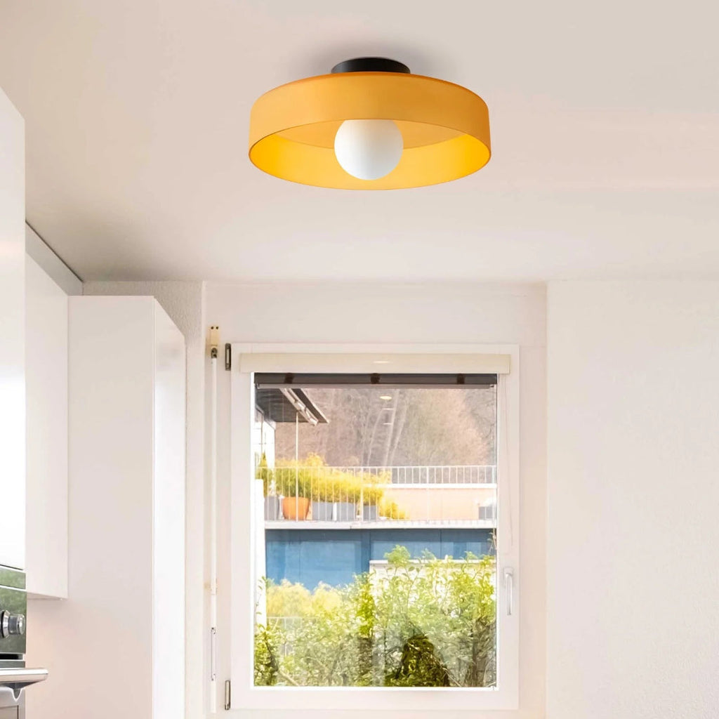 Round Metal Glass Light Fixture
