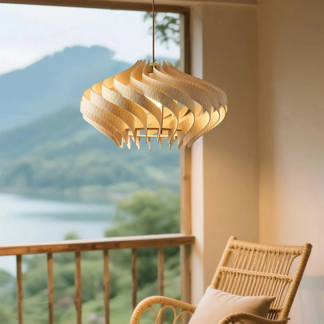 Japandi Wooden Pendant Light