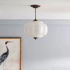 Vintage Ribbed Glass Ceiling Light