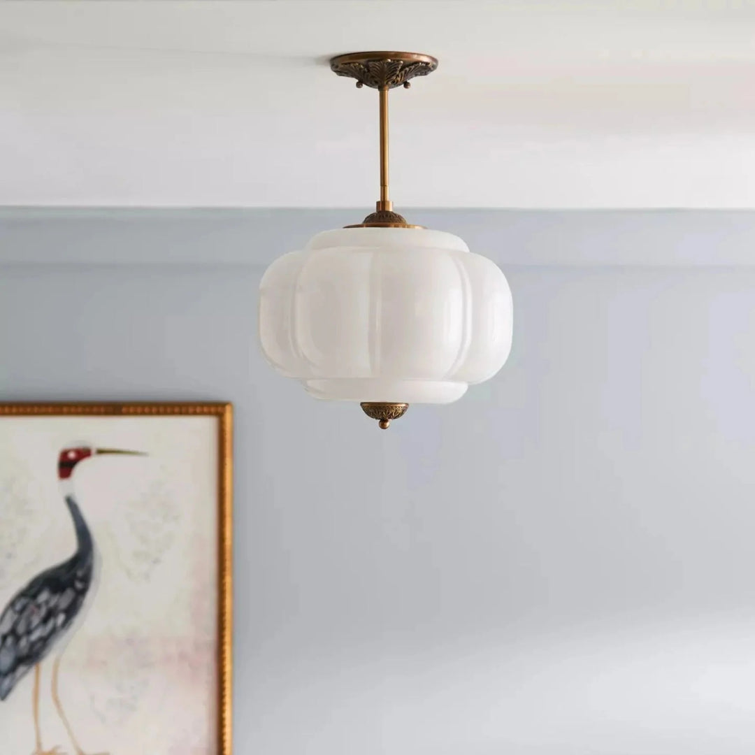 Vintage Ribbed Glass Ceiling Light