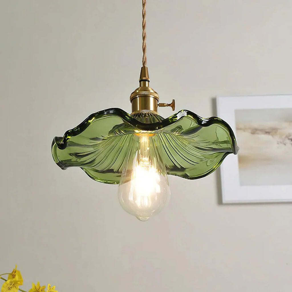 Vintage Floral Glass Pendant Light