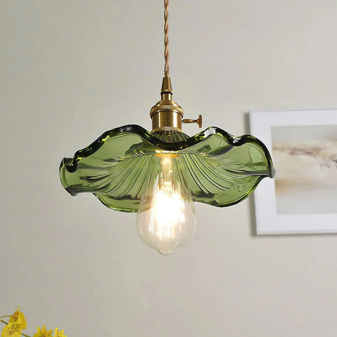 Vintage Floral Glass Pendant Light