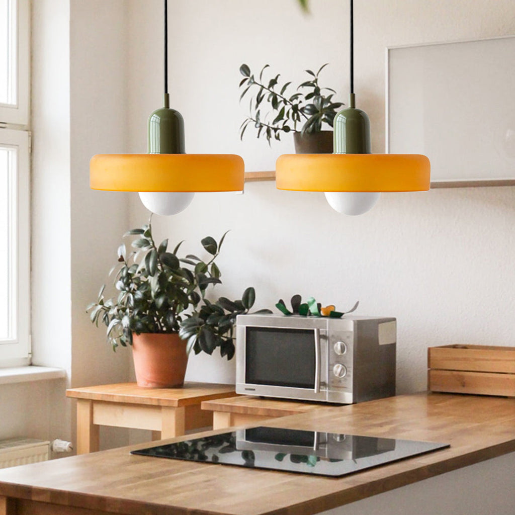 Double Glass Pendant Lamp – Retro Inspired Modern Dining Table Design