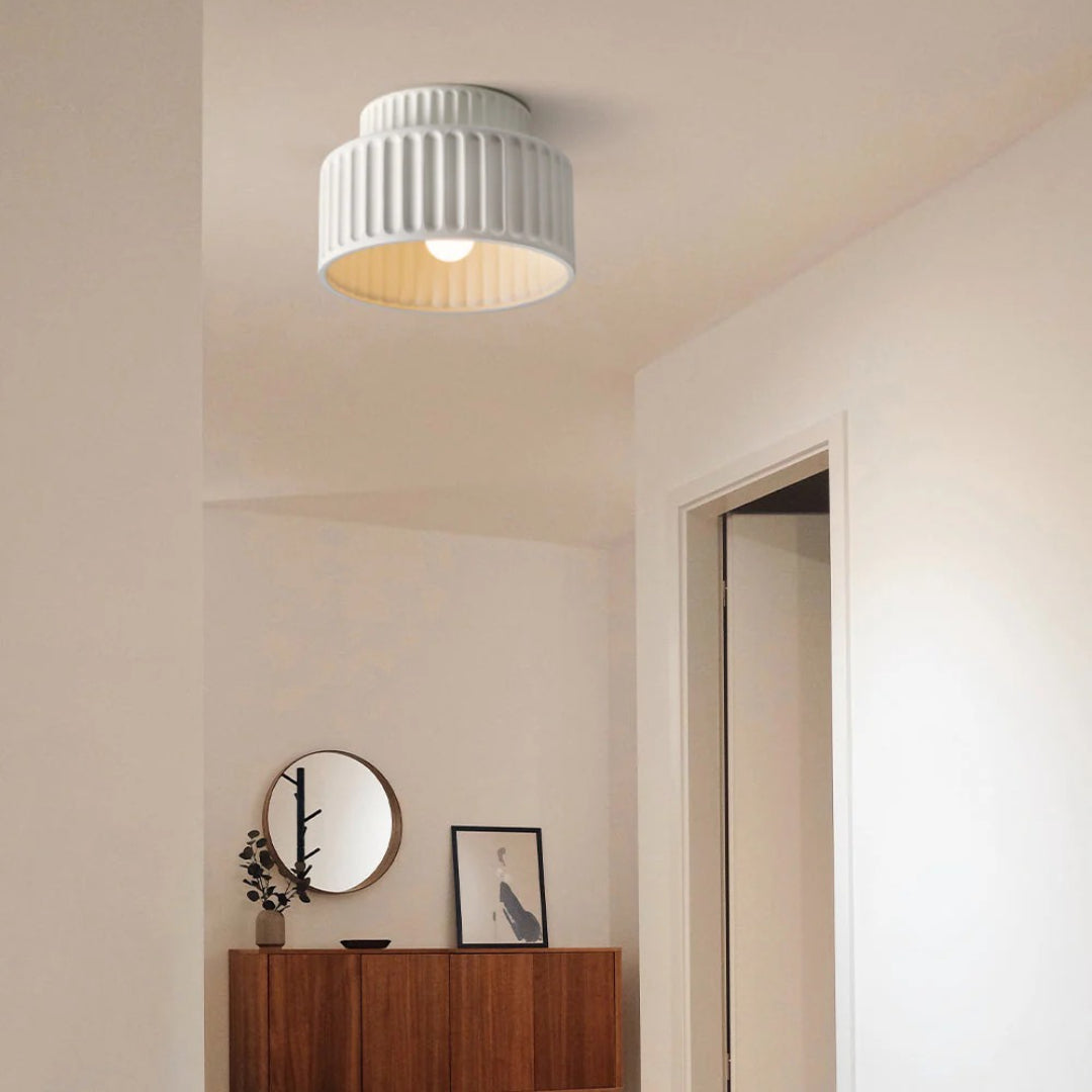 Minimalist Ribbed Ceramic Ceiling Light