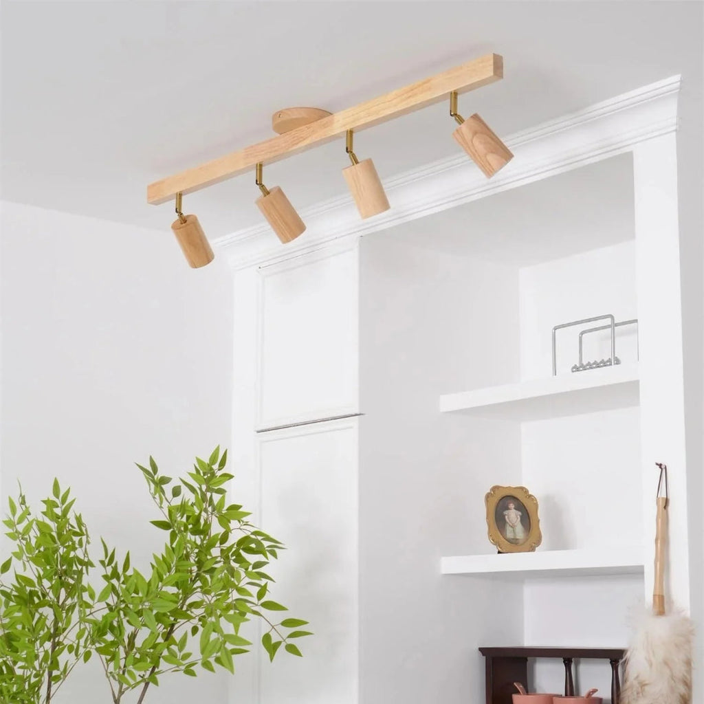 Wooden Adjustable Track Ceiling Light