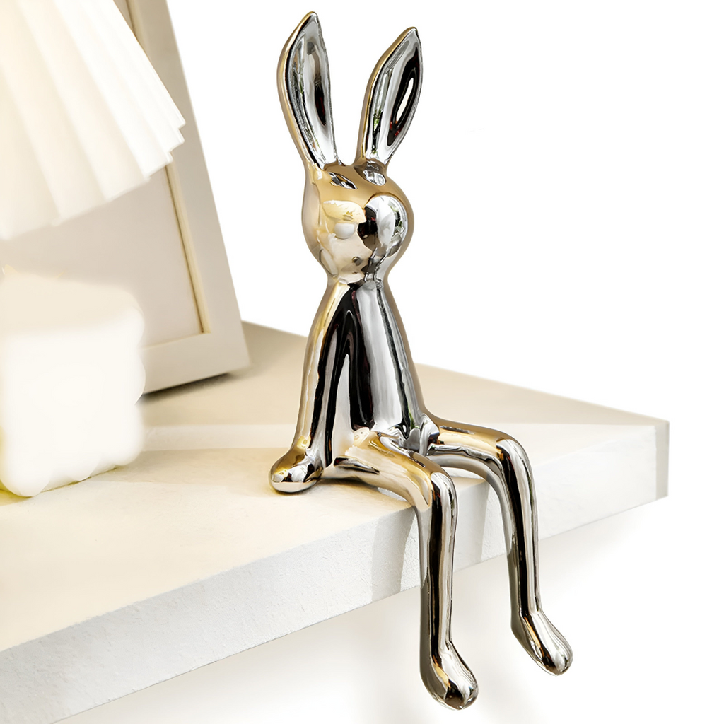 Ceramic Rabbit Figurine Modern Decorative Bunny Sculpture