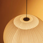 Japandi Ribbed Wood Pendant Light