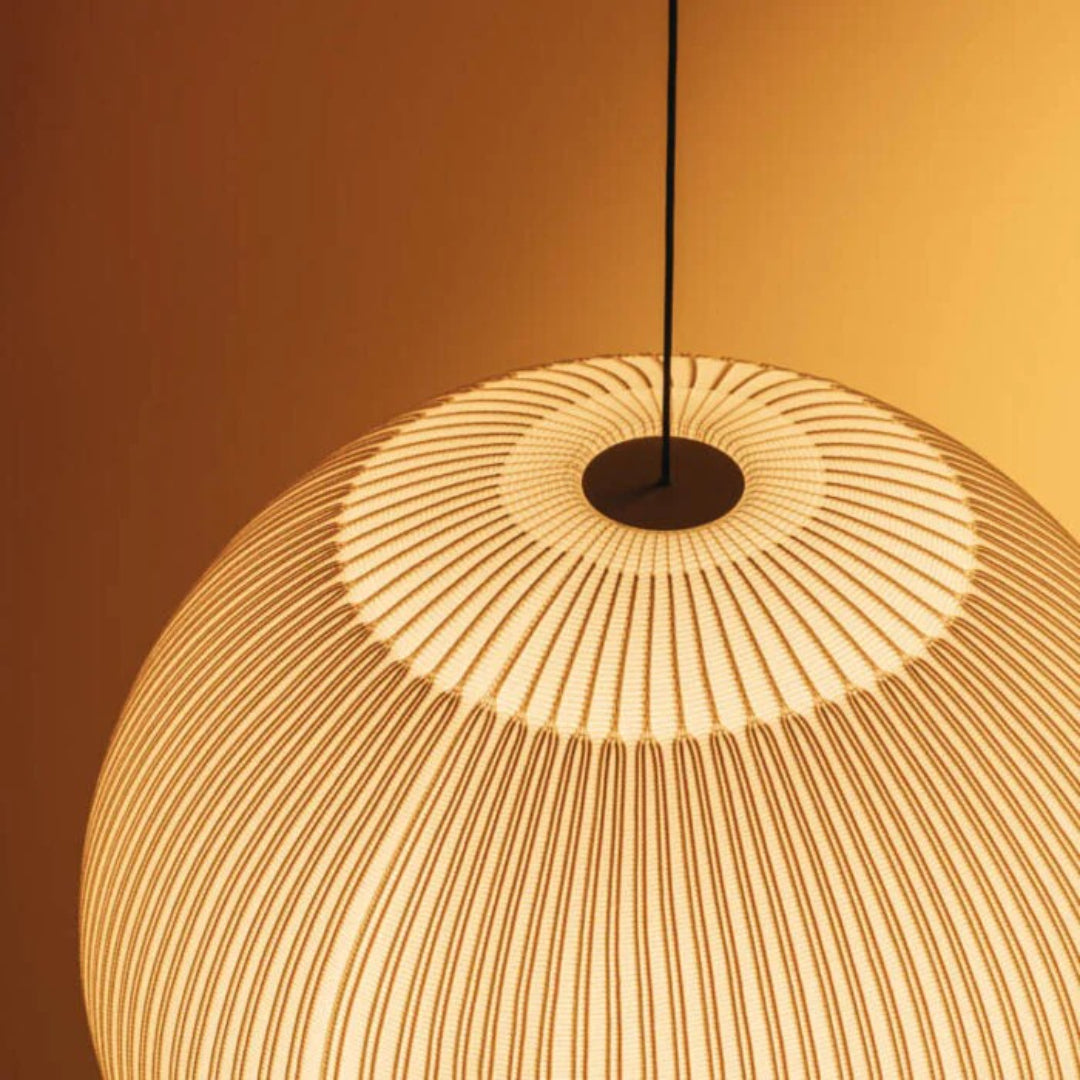 Japandi Ribbed Wood Pendant Light