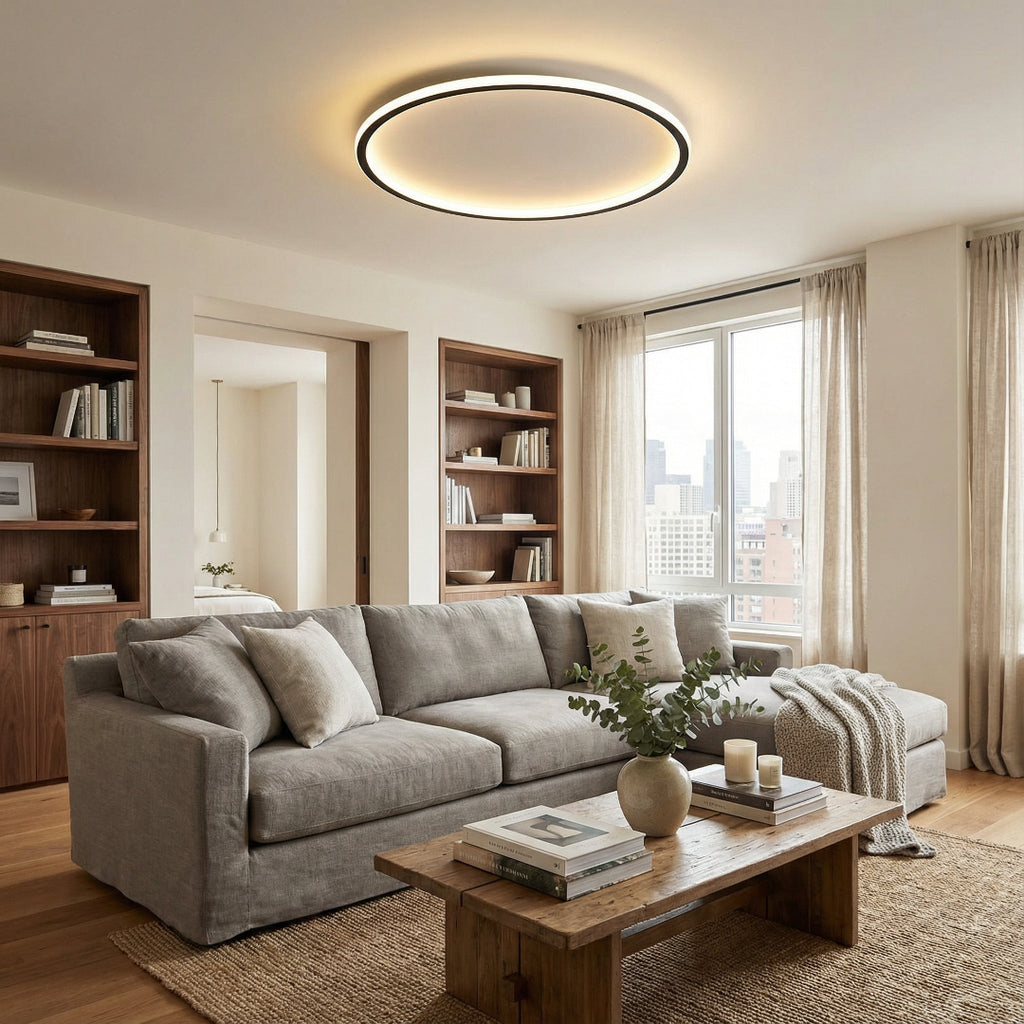Frosted Glass Round Ceiling Lamp – Scandinavian Minimalist Soft Ambient Light